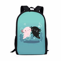Sac à dos scolaire Axolotl bleu vert