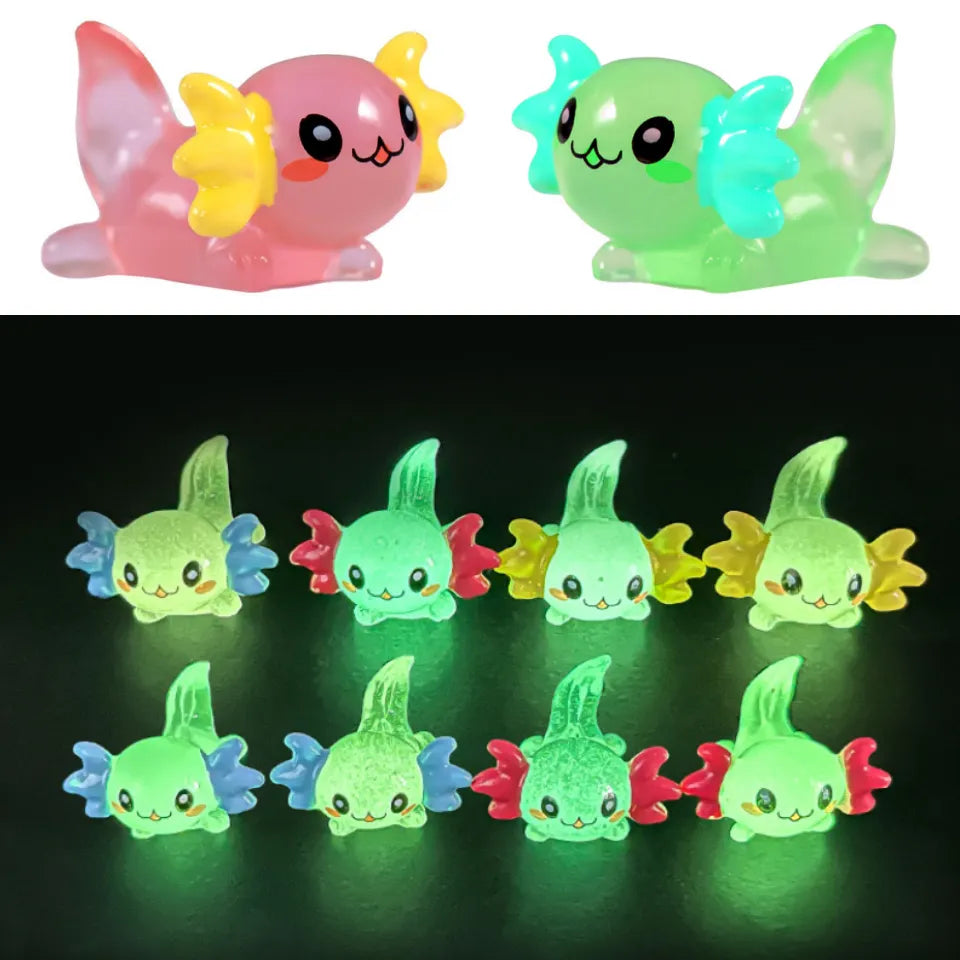 Figurine Axolotl phosphorescent en résine