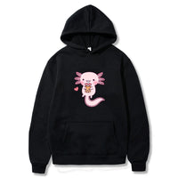 Pull à capuche Axolotl noir S au 3XL